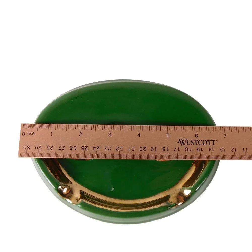 Vintage 1950's  V.I.P. Ceramic Ashtray Green With Gold Accents
